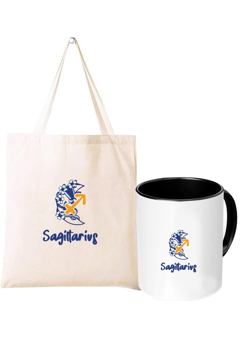 Zodiac Pack of 2 Combo - Eco-Friendly Cotton Tote Bag and Two-Tone Coffee Mug Set - Perfect Astrology Gift - GiftSet for Astrology Fans