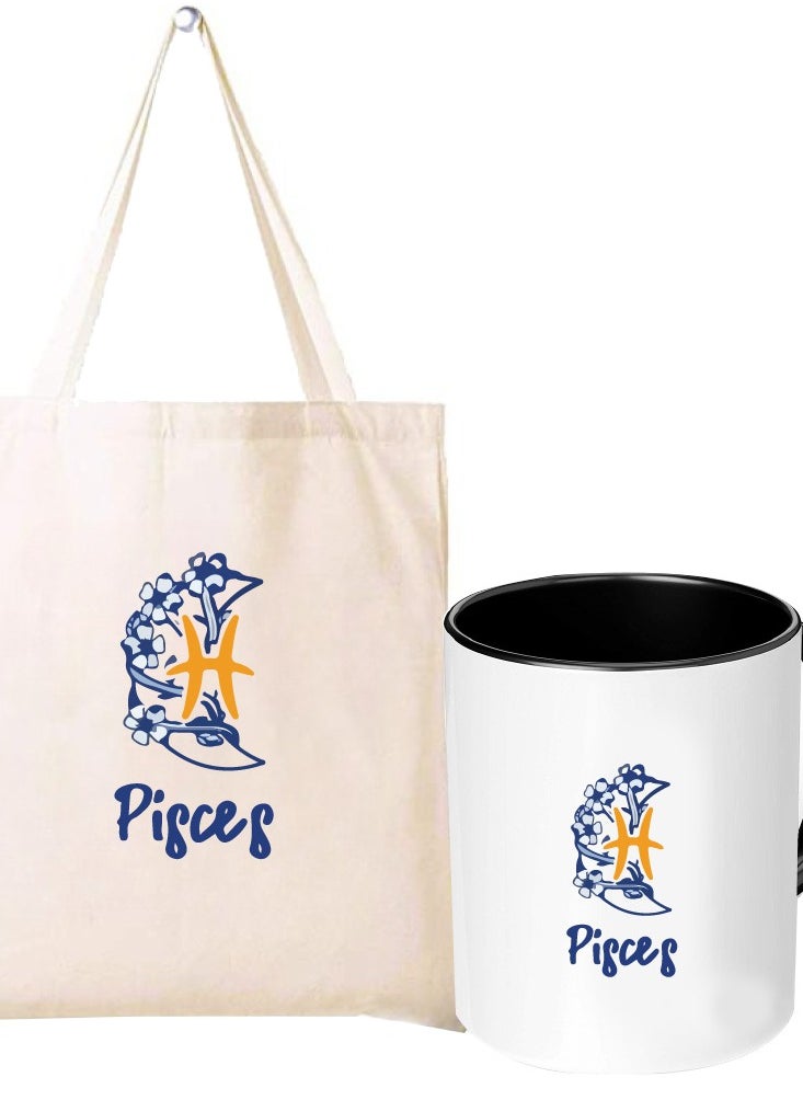 Zodiac Pack of 2 Combo - Eco-Friendly Cotton Tote Bag and Two-Tone Coffee Mug Set - Perfect Astrology Gift - GiftSet for Astrology Fans