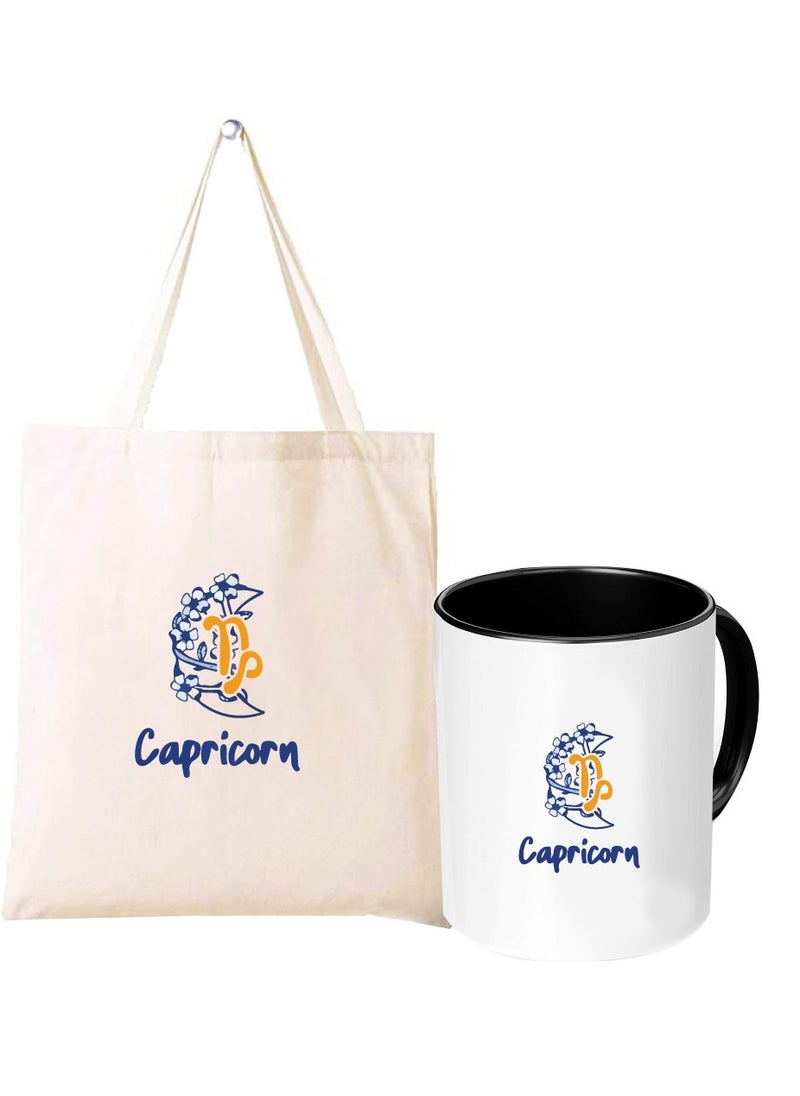 Zodiac Pack of 2 Combo - Eco-Friendly Cotton Tote Bag and Two-Tone Coffee Mug Set - Perfect Astrology Gift - GiftSet for Astrology Fans