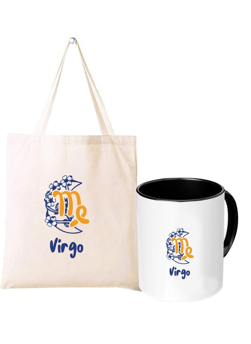 Zodiac Pack of 2 Combo - Eco-Friendly Cotton Tote Bag and Two-Tone Coffee Mug Set - Perfect Astrology Gift - GiftSet for Astrology Fans