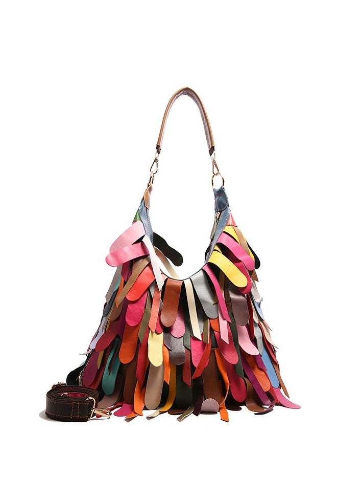 Color Blocking Splicing Trendy Tote Bag