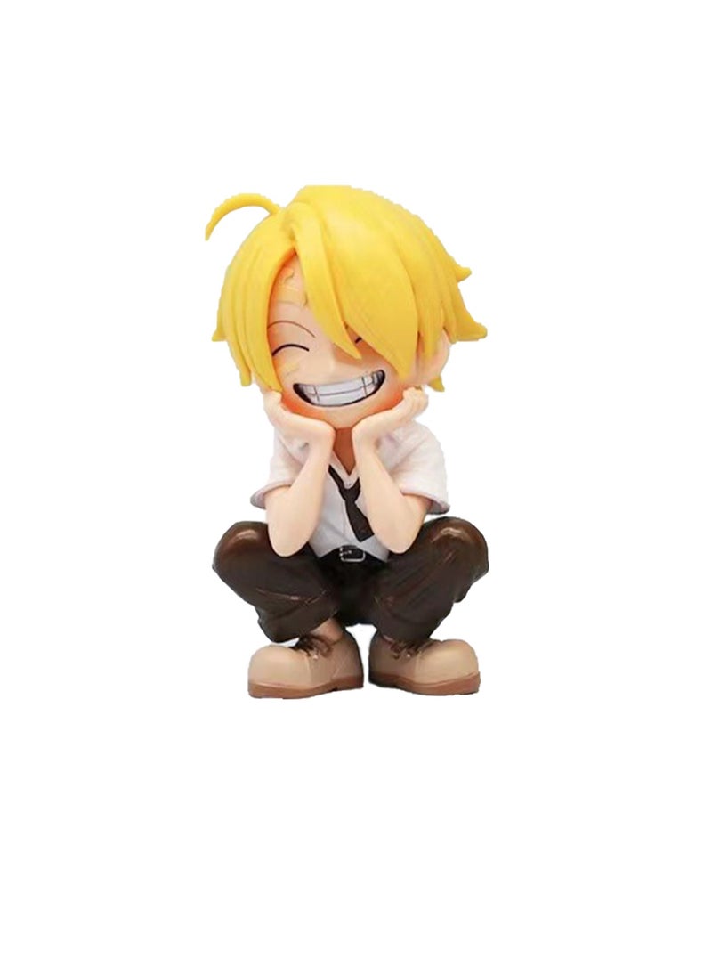 Q Version Of The Pirate Sanji Sitting Doll Figure Trendy Toy Car Ornaments Model