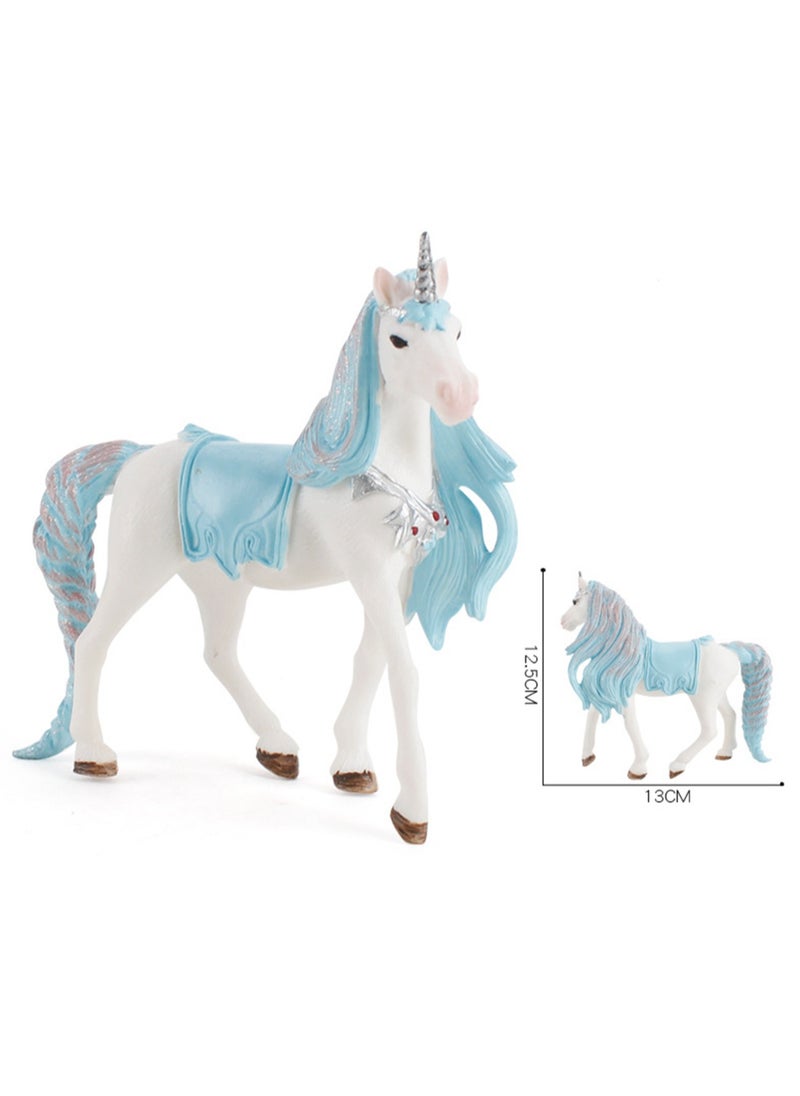 Unicorn Toy for Girls and Boys with Glitter and Rhinestone Details, Suitable for Children Over 5 Years Old, Multi-Colored Desktop Ornaments(Blue Horse)