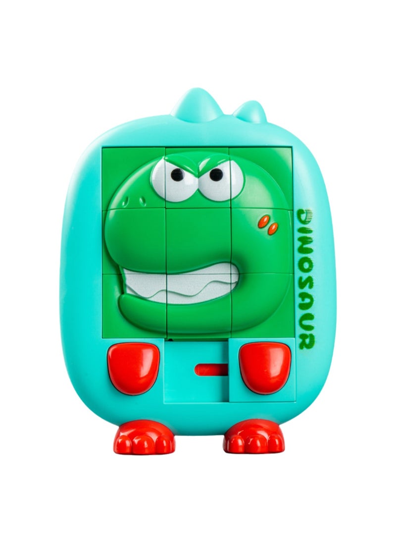 Baby Educational Toys 3d Sliding Puzzle Cartoon Animals Huarongdao Children'S Toys 3-5 Years Old (Green Dinosaur)