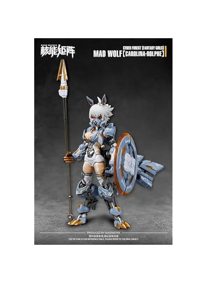 Nuke Matrix Plastic Model Kits: Cyber Forest Fantasy Girls, MAD Wolf Carolina·Rolphe, Mecha Musume, Anime Style 1:12 Scale Collectible Action Figures DN