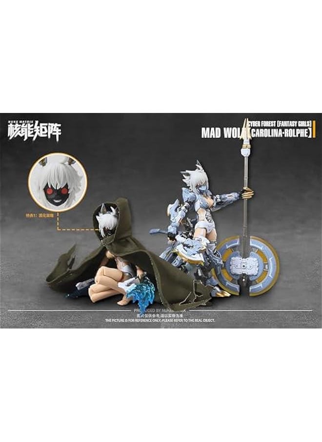 Nuke Matrix Plastic Model Kits: Cyber Forest Fantasy Girls, MAD Wolf Carolina·Rolphe, Mecha Musume, Anime Style 1:12 Scale Collectible Action Figures DN