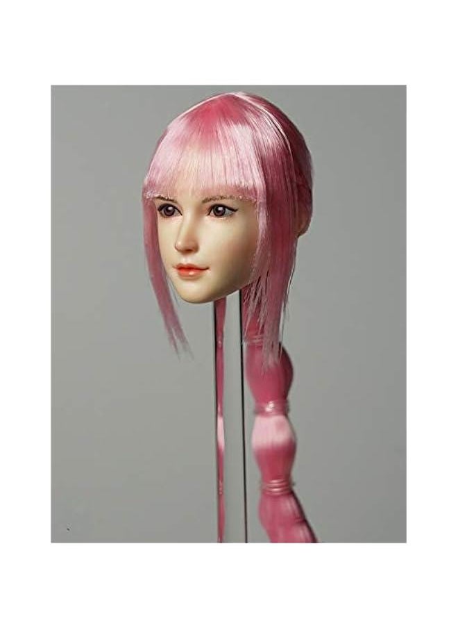 1/6 Scale Female Figure Head Sculpt, Beuty Charming Girl Doll Head for 12 Action Figure Phicen, TBLeague DH035 (Pink Hair)