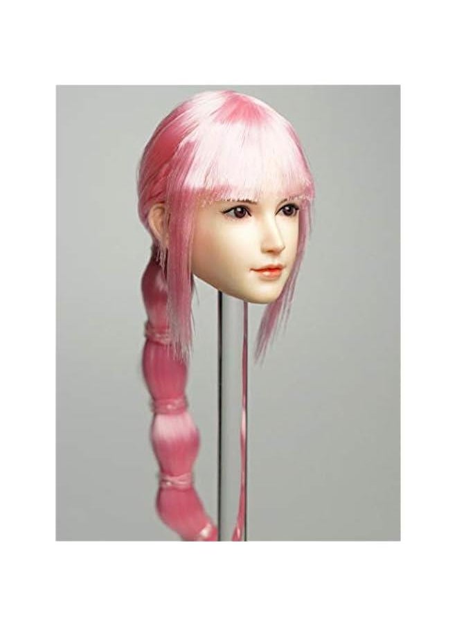 1/6 Scale Female Figure Head Sculpt, Beuty Charming Girl Doll Head for 12 Action Figure Phicen, TBLeague DH035 (Pink Hair)