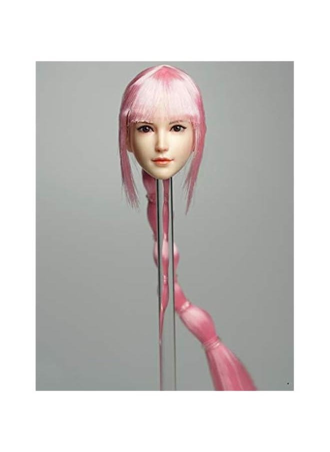 1/6 Scale Female Figure Head Sculpt, Beuty Charming Girl Doll Head for 12 Action Figure Phicen, TBLeague DH035 (Pink Hair)