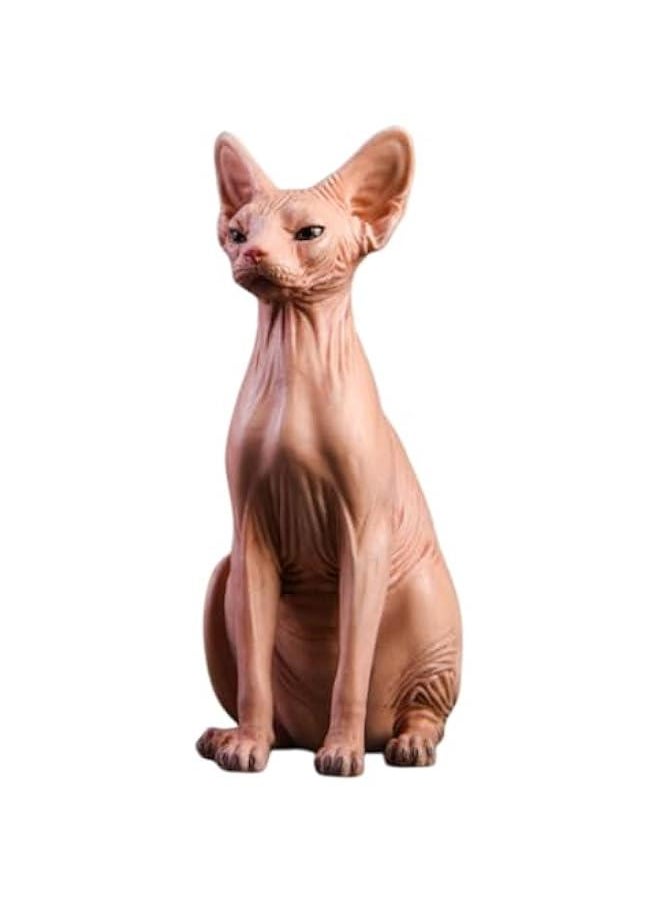 JXK Collectible Cat Figure: Canadian Hairless, Expertly Hand-Painted, Lifelike, Safe Resin, 1:6 Scale Miniature Animal Figurine JXK010A