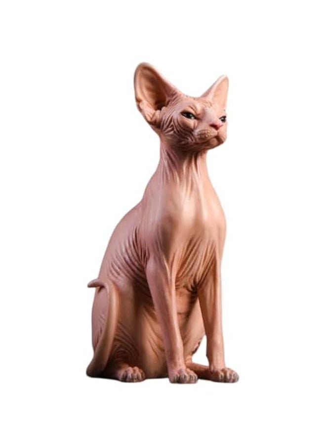 JXK Collectible Cat Figure: Canadian Hairless, Expertly Hand-Painted, Lifelike, Safe Resin, 1:6 Scale Miniature Animal Figurine JXK010A