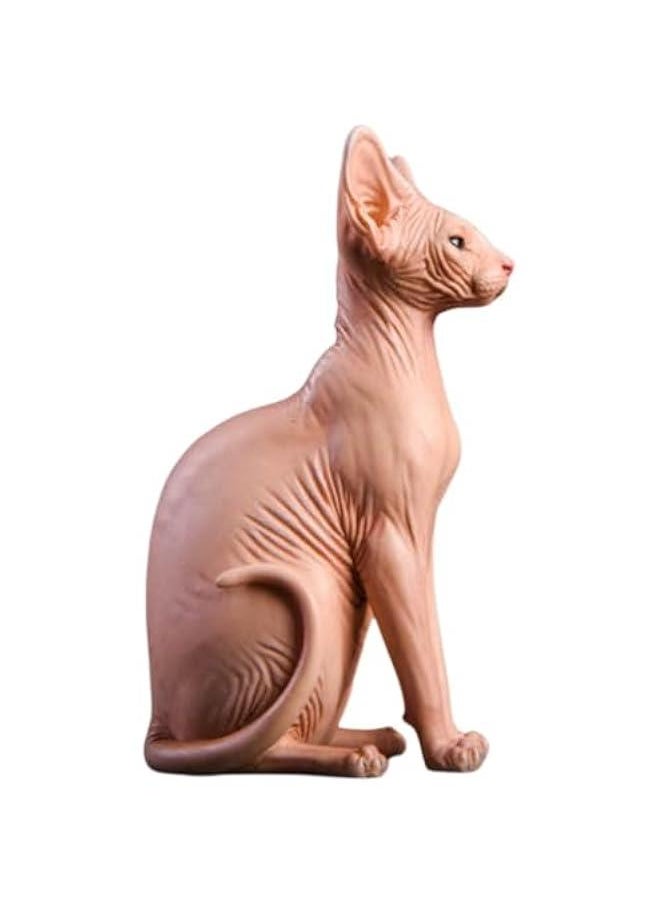 JXK Collectible Cat Figure: Canadian Hairless, Expertly Hand-Painted, Lifelike, Safe Resin, 1:6 Scale Miniature Animal Figurine JXK010A