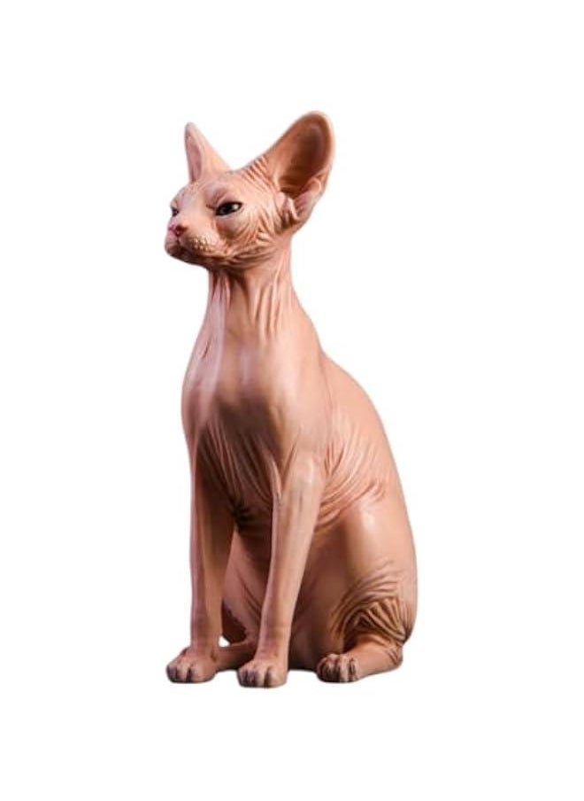 JXK Collectible Cat Figure: Canadian Hairless, Expertly Hand-Painted, Lifelike, Safe Resin, 1:6 Scale Miniature Animal Figurine JXK010A