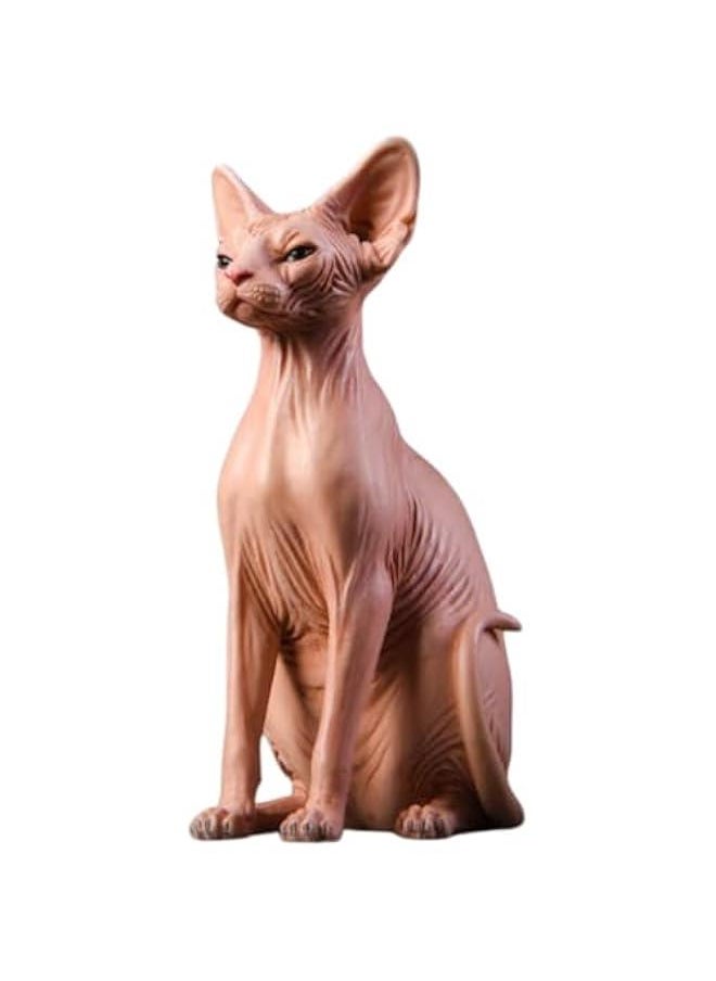 JXK Collectible Cat Figure: Canadian Hairless, Expertly Hand-Painted, Lifelike, Safe Resin, 1:6 Scale Miniature Animal Figurine JXK010A