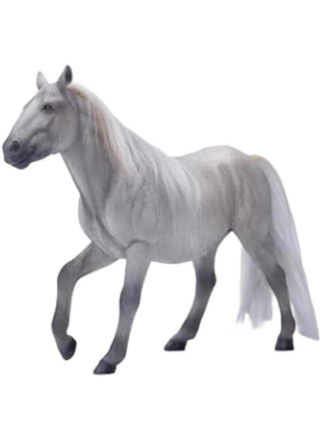 JXK Collectible Horse Figure: Ash Gray Mongolian Horse, Expertly Hand-Painted, Lifelike, Safe Resin, 1:6 Scale Miniature Animal Figurine MGM165B5