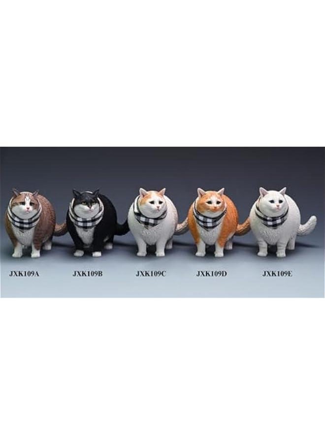 JXK Collectible Cat Figure: Change Head Fat Cat, Expertly Hand-Painted, Lifelike, Safe Resin, 1:6 Scale Miniature Animal Figurine JXK109D