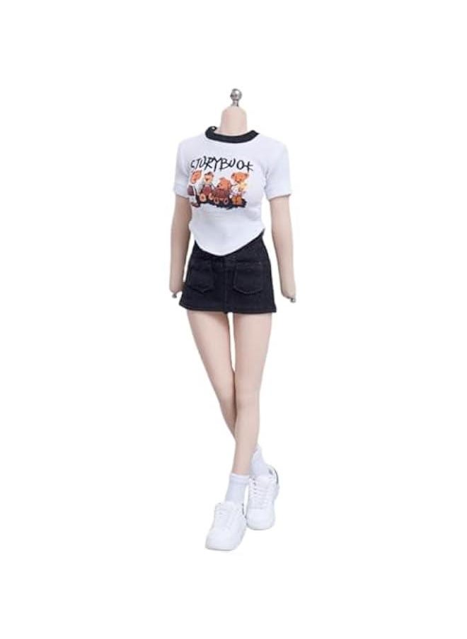 1/6 Scale Figure Doll Clothes: Short-Sleeved Wrap-Around Skirt Set for 12-inch Collectible Action Figure cd064B