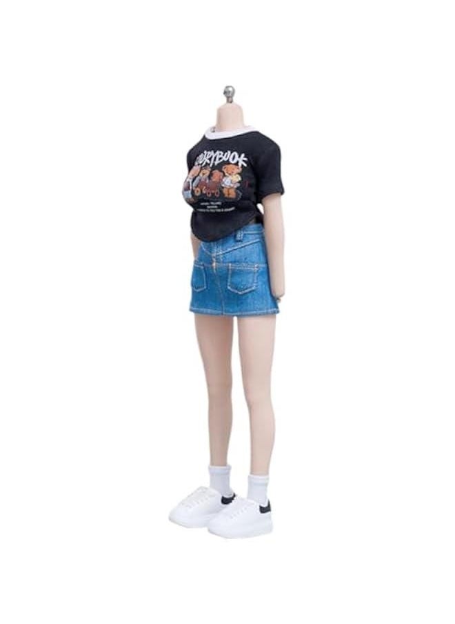 1/6 Scale Figure Doll Clothes: Short-Sleeved Wrap-Around Skirt Set for 12-inch Collectible Action Figure cd064D