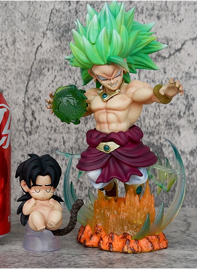 Dragon Ball Babies And Adults Broly Action Figure Decorative Resin Sculpture Home Decor Statue, Art Figurine Home Ornament Decoration for Office, Living Room, Bedroom, Book Shelf, TV Cabinet, Desktop