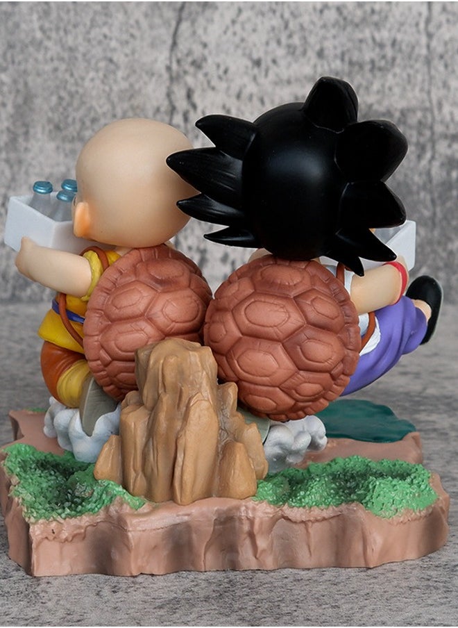 Dragon Ball Goku and Krillin Action Figure Decorative Resin Sculpture Home Decor Statue, Art Figurine Home Ornament Decoration for Office, Living Room, Bedroom, Book Shelf, TV Cabinet, Desktop