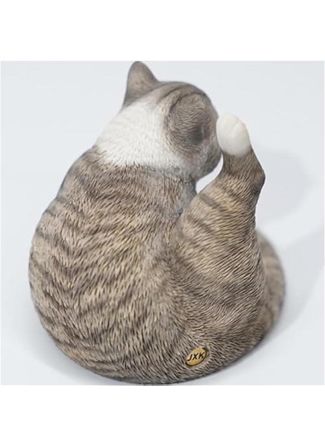 JXK Collectible Cat Figure: Lazy Cat 7.0, Expertly Hand-Painted, Lifelike, Safe Resin, 1:6 Scale Miniature Animal Figurine JXK156A1