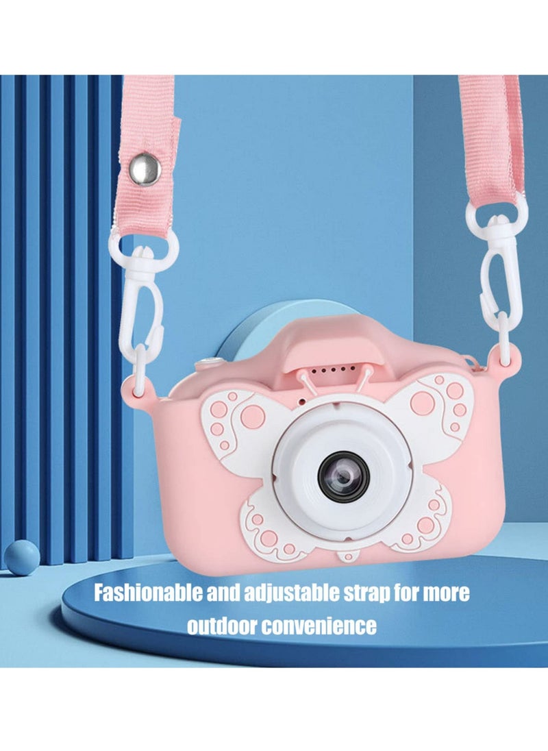 Kids Camera Gift for 4-8 Year Olds Shockproof Camera Miniature Kids Camera with Soft Silicone Case for Outdoor Play(Pink)