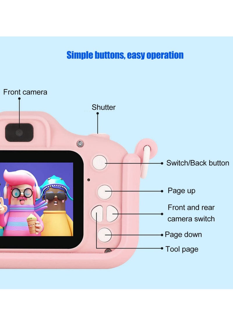 Kids Camera Gift for 4-8 Year Olds Shockproof Camera Miniature Kids Camera with Soft Silicone Case for Outdoor Play(Pink)