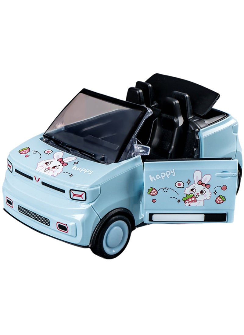 Blue Mini Convertible Sports Car, Cartoon Simulation Plastic Mini Car Model Children Toy Boys Girls