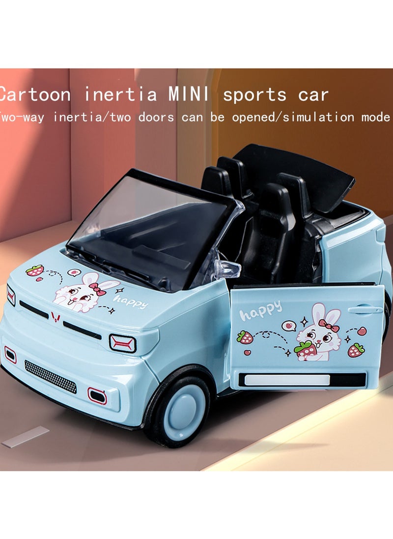 Blue Mini Convertible Sports Car, Cartoon Simulation Plastic Mini Car Model Children Toy Boys Girls