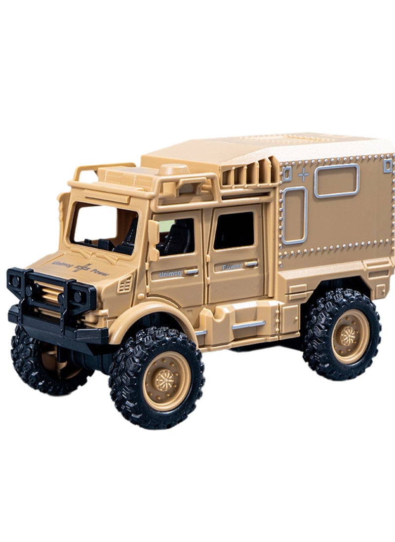 Khaki Mini Inertia Armored Vehicle Cartoon Simulation Plastic Mini Car Model Children Toy Boy Girl