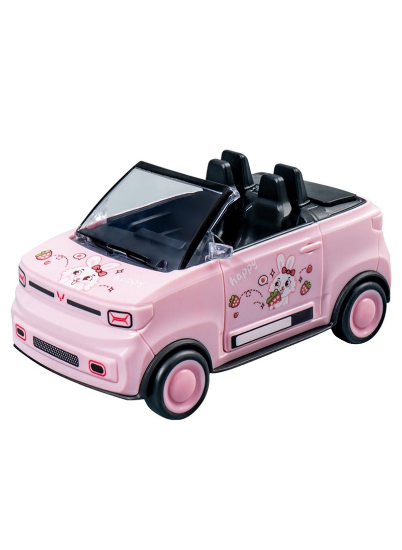 Pink Mini Convertible Sports Car, Cartoon Simulation Plastic Mini Car Model Children Toy Boys Girls