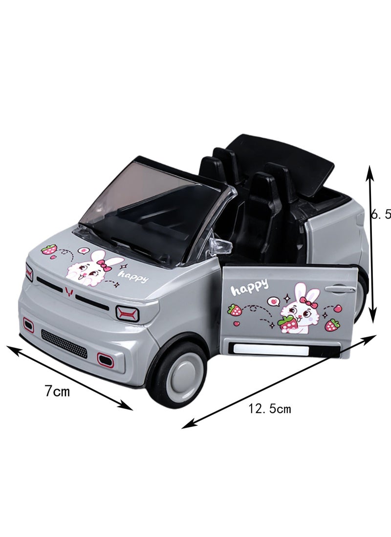 Gray Mini Convertible Sports Car, Cartoon Simulation Plastic Mini Car Model Children Toy Boys Girls