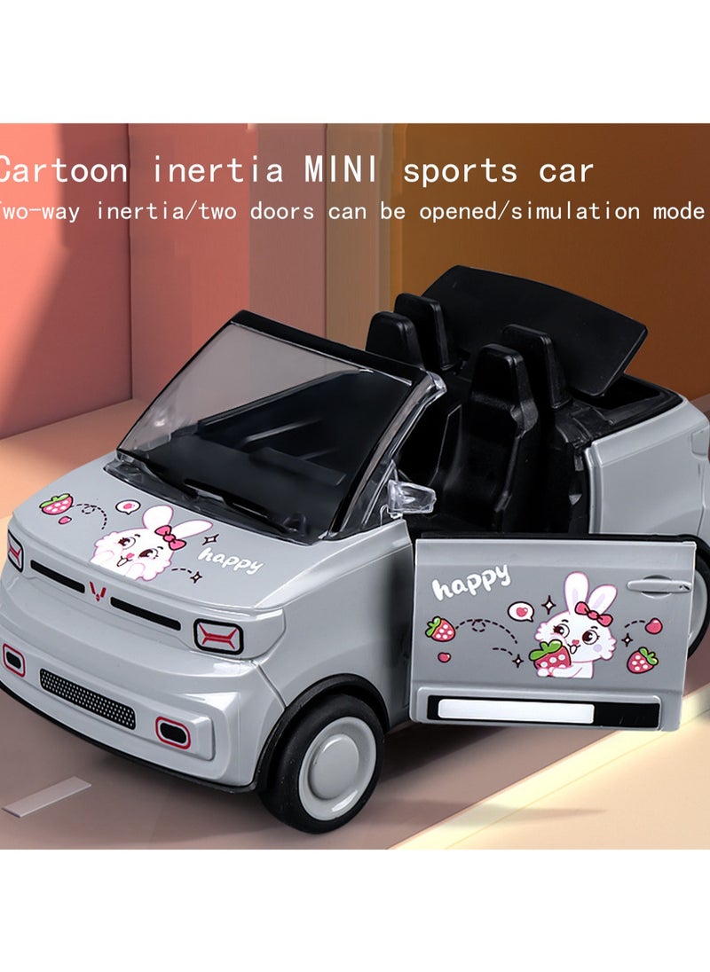 Gray Mini Convertible Sports Car, Cartoon Simulation Plastic Mini Car Model Children Toy Boys Girls