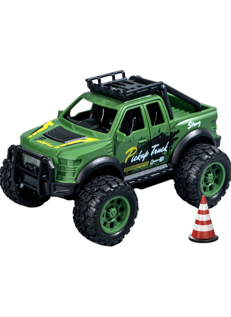 Green Mini Inertia Pickup Truck, Cartoon Simulation Plastic Mini Car Model Children Toy Boys Girls