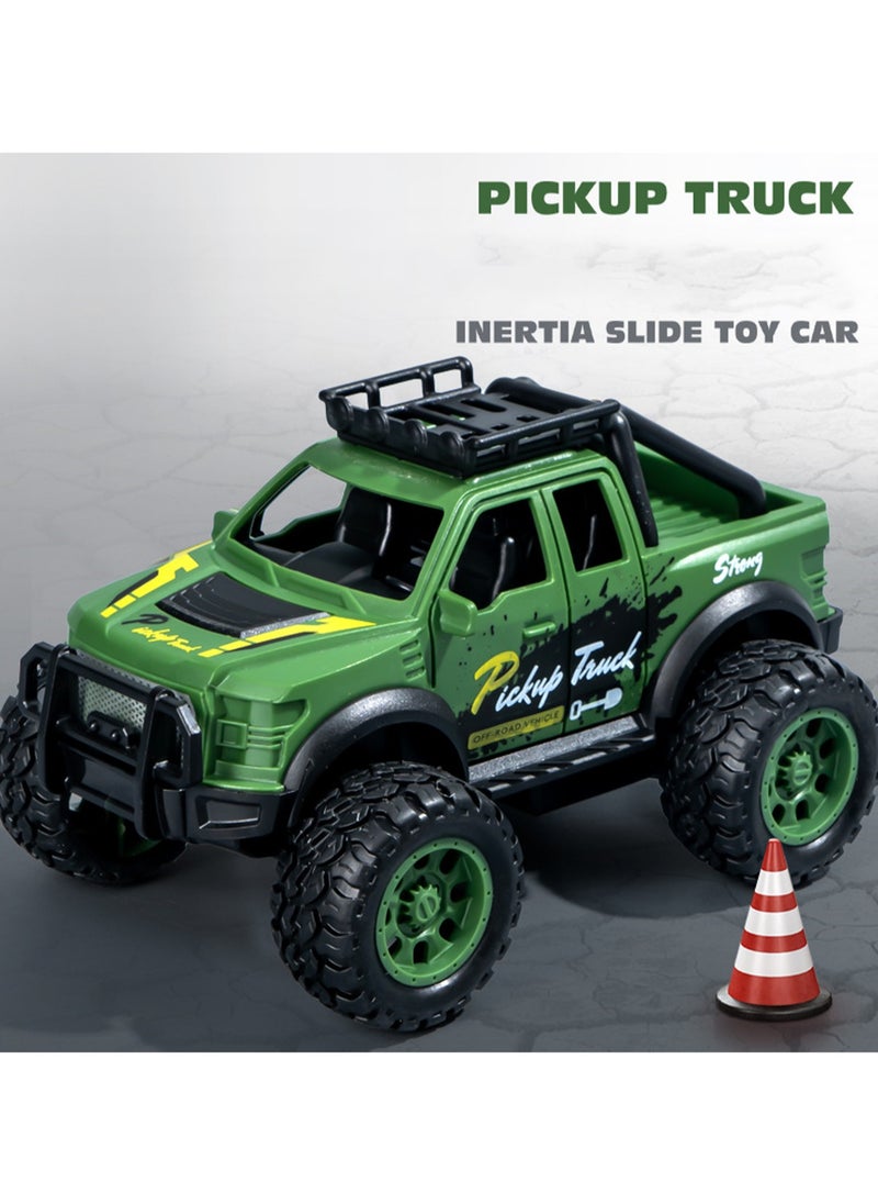 Green Mini Inertia Pickup Truck, Cartoon Simulation Plastic Mini Car Model Children Toy Boys Girls