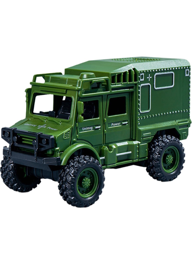 Green Mini Inertia Armored Car Cartoon Simulation Plastic Mini Car Model Children Toy Boy Girl