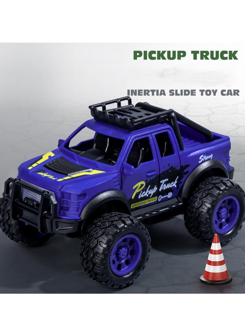 Purple Mini Inertia Pickup Truck, Cartoon Simulation Plastic Mini Car Model Children Toy Boys Girls