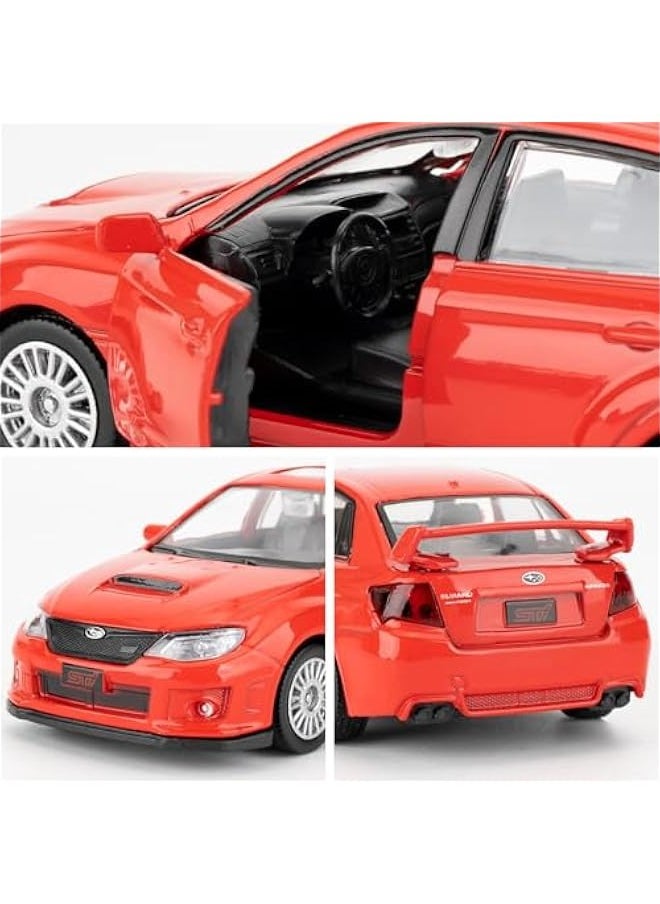 Die-Cast Alloy Toy Car, 1/36 Scale Subaru WRX STI 2010 Model Car, Functional Toy Car to Take Home, Decorative Model Toy for Collection, Car Gift for Boys and Girls (Red)