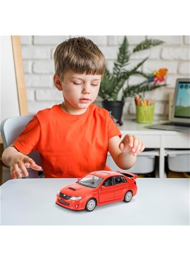 Die-Cast Alloy Toy Car, 1/36 Scale Subaru WRX STI 2010 Model Car, Functional Toy Car to Take Home, Decorative Model Toy for Collection, Car Gift for Boys and Girls (Red)