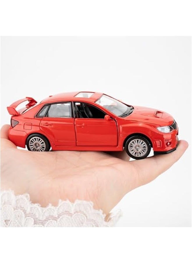 Die-Cast Alloy Toy Car, 1/36 Scale Subaru WRX STI 2010 Model Car, Functional Toy Car to Take Home, Decorative Model Toy for Collection, Car Gift for Boys and Girls (Red)