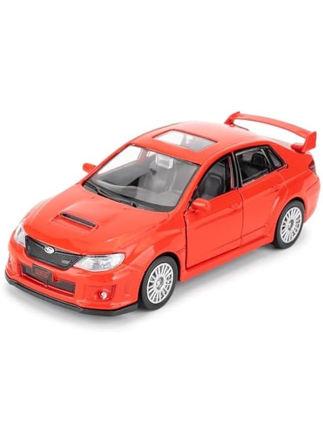 Die-Cast Alloy Toy Car, 1/36 Scale Subaru WRX STI 2010 Model Car, Functional Toy Car to Take Home, Decorative Model Toy for Collection, Car Gift for Boys and Girls (Red)