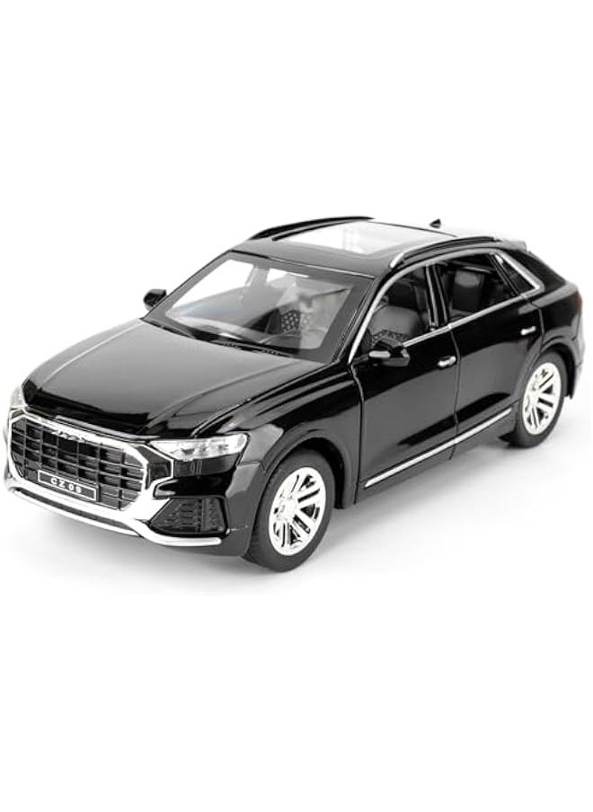 1:24 Audi Q8 Model Car, Die-cast Alloy Car with Pullback Function, Children's Toy Car with Light and Sound, Collector's Model Toy, Children's Gift (Black)