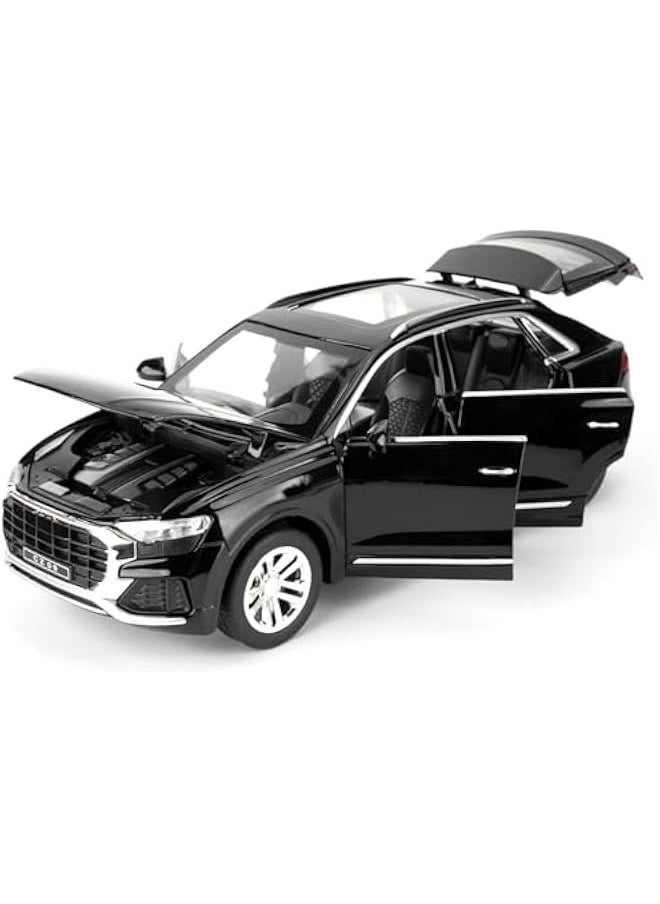 1:24 Audi Q8 Model Car, Die-cast Alloy Car with Pullback Function, Children's Toy Car with Light and Sound, Collector's Model Toy, Children's Gift (Black)