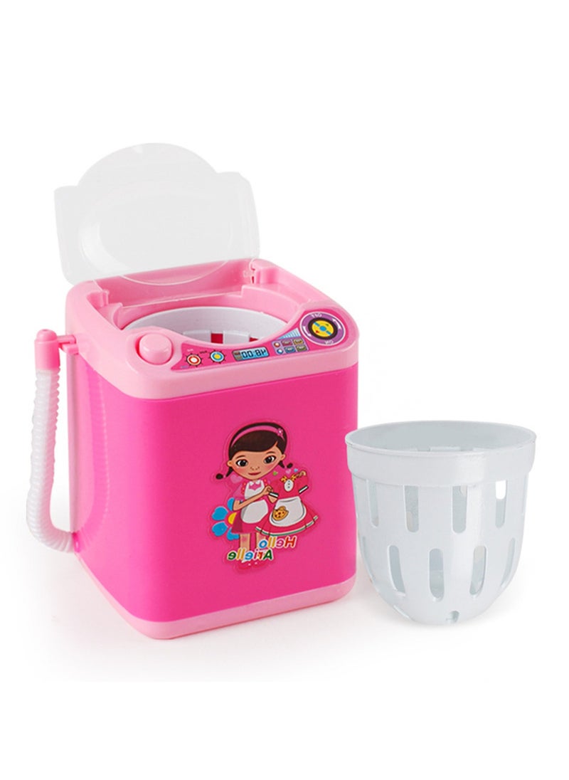 Mini Home Appliances Toy Drain Basket Washing Machine Children's Play House Automatic Dryer Dehydrator (Pink)