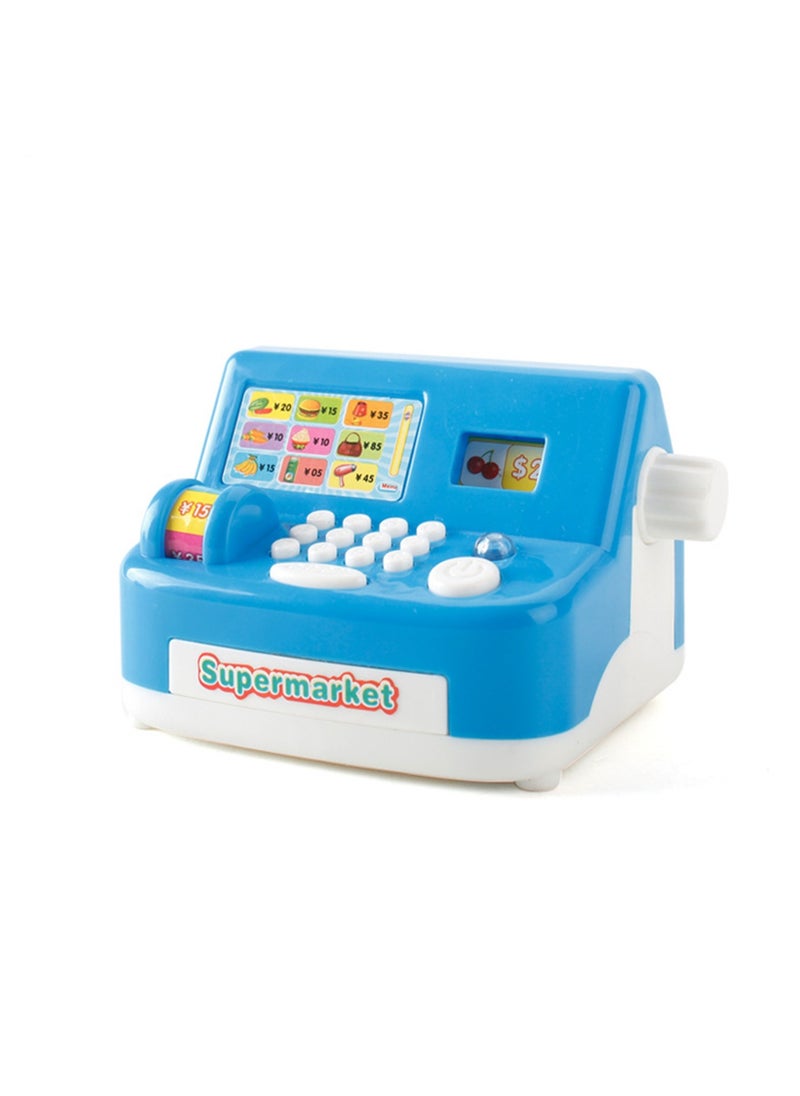 Children'S Interactive Play House Small Appliances Series Mini Educational Simulation Supermarket Cash Register Toy (Blue)