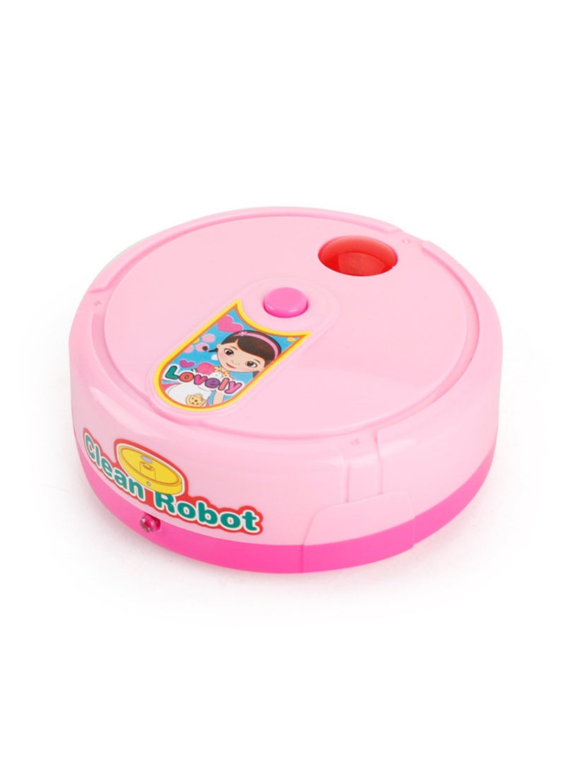 Mini Sweeping Robot Children's Simulation Educational Small Appliances with Light and Music Play House Electric Toys (Pink)