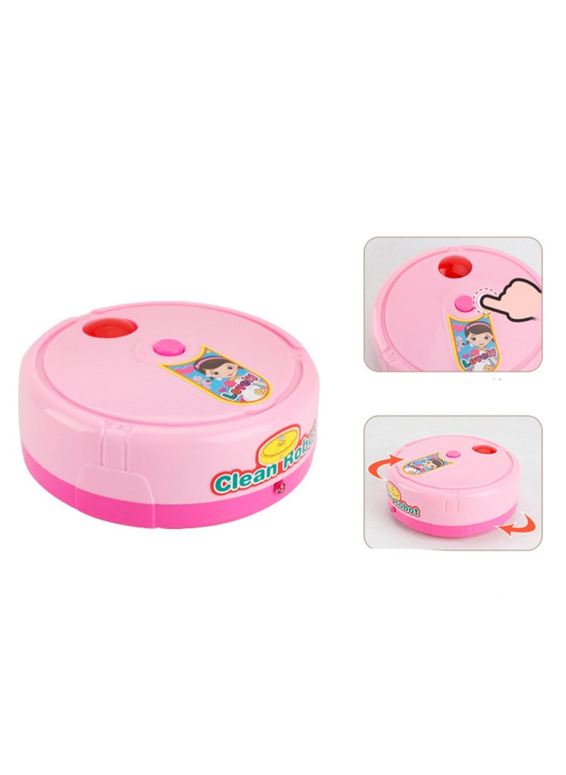 Mini Sweeping Robot Children's Simulation Educational Small Appliances with Light and Music Play House Electric Toys (Pink)