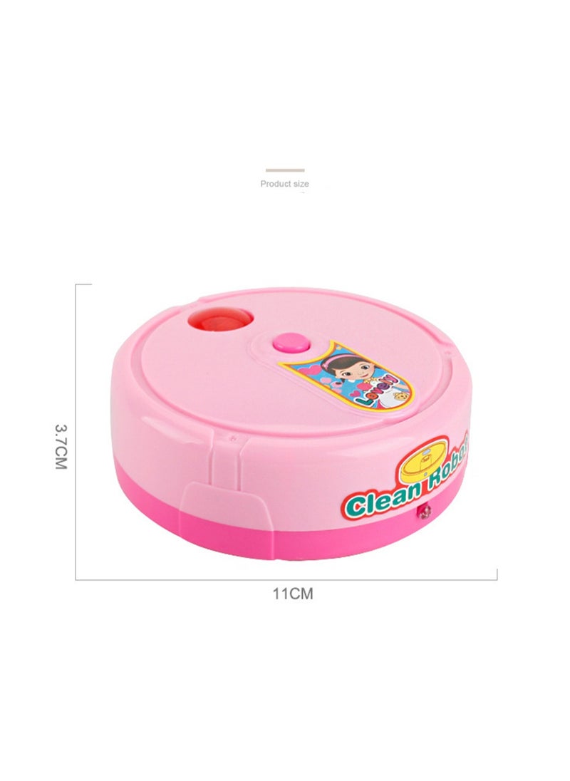 Mini Sweeping Robot Children's Simulation Educational Small Appliances with Light and Music Play House Electric Toys (Pink)