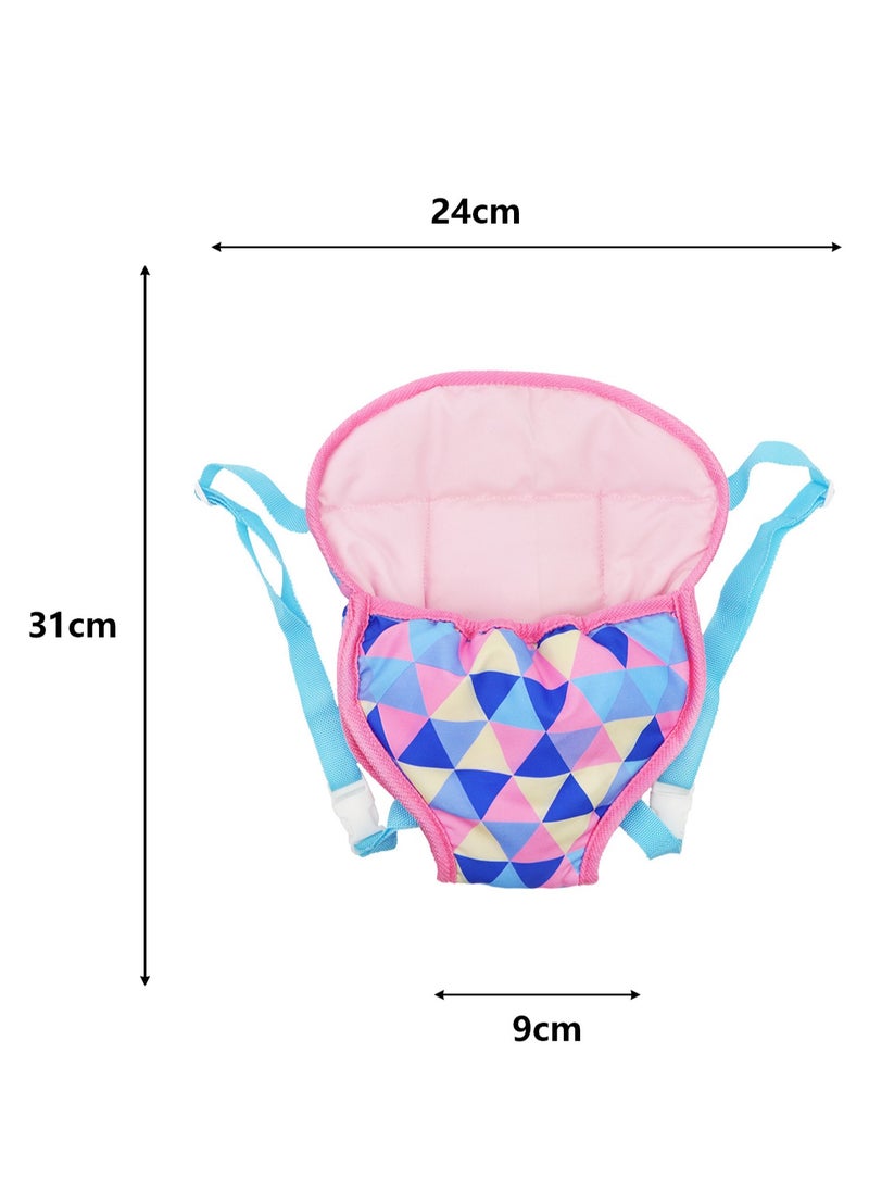 18-Inch Girl Doll Front and Back Backpack Portable Cute Doll Accessories (Colorful Triangle)