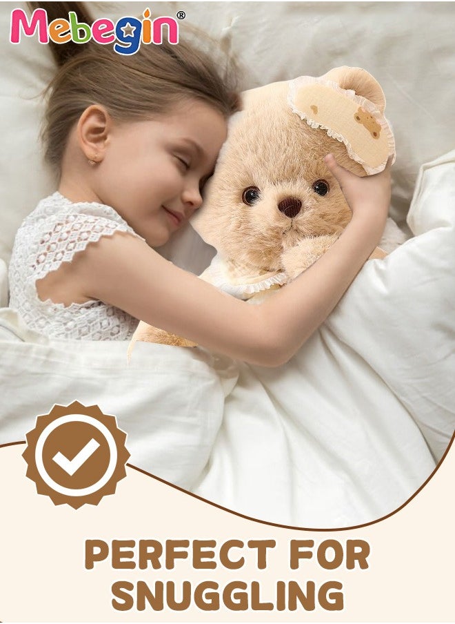 40cm Soft Animal Plush Toy, Resilient Plush Bear, Fuzzy Sitting Plush Bear Embroided with Eyepatch, Good Companion for Kids to Sleep, Ideal Gift for Kids and Adults